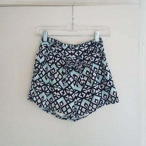 High Waist Tie Front Flowy Shorts